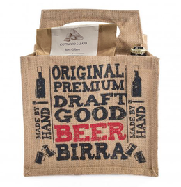 La shopper di juta con le due birre e i cantucci