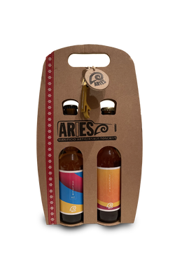 La valigetta craft natalizia con le due bottiglie da 33 cl