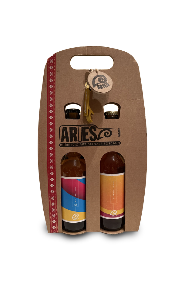 La valigetta craft natalizia con le due bottiglie da 33 cl