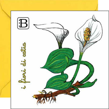 Il biglietto quadrato con Calla e la sua busta, I Fiori di Catia n. 2 — Bookendipity