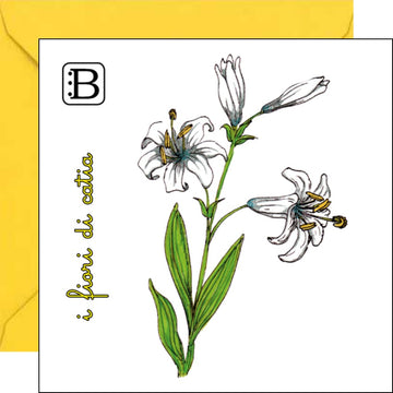 Il biglietto quadrato con Giglio e la sua busta, I Fiori di Catia n. 2 — Bookendipity