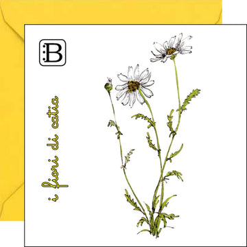 Il biglietto quadrato con Margherita e la sua busta, I Fiori di Catia n. 1 — Bookendipity