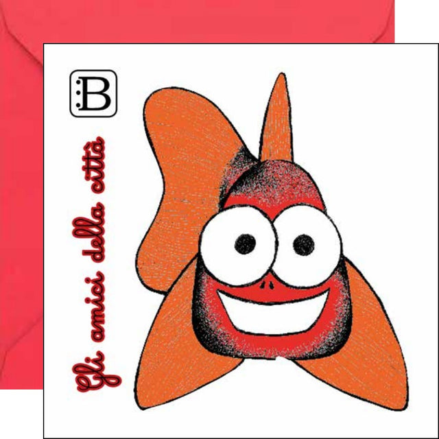 Il biglietto quadrato con Pesce Rosso e la sua busta, Gli Amici della Città — Bookendipity