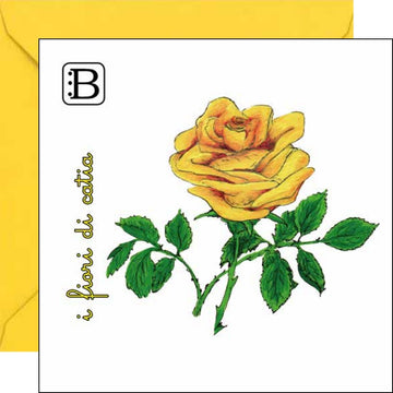 Il biglietto quadrato con Rosa e la sua busta, I Fiori di Catia n. 1 — Bookendipity