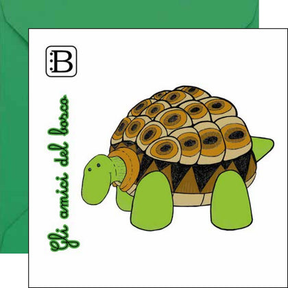 Il biglietto quadrato con Tartaruga e la sua busta, Gli Amici del Bosco — Bookendipity