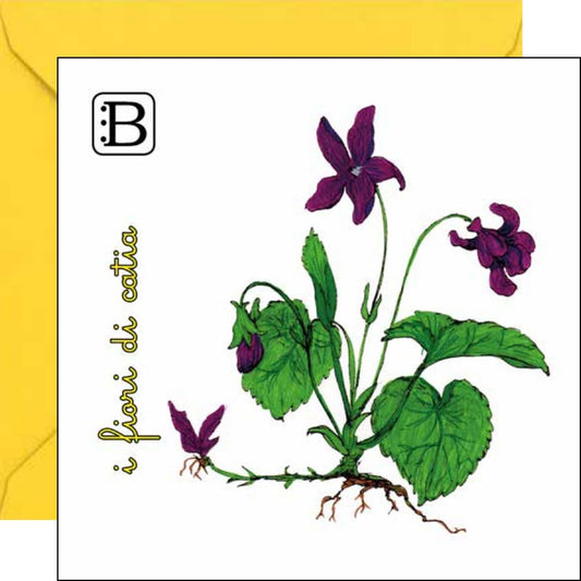 Il biglietto quadrato con Violetta e la sua busta, I Fiori di Catia n. 2 — Bookendipity