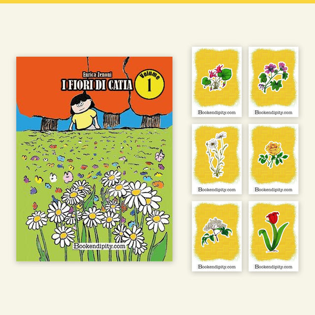 La confezione di «I Fiori di Catia n. 1»: il libro e i sei MegaMiniPoster dei personaggi