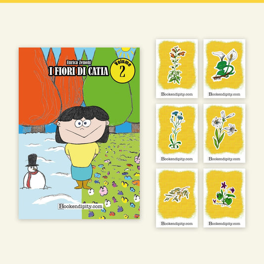 La confezione di «I Fiori di Catia n. 2»: il libro e i sei MegaMiniPoster dei personaggi