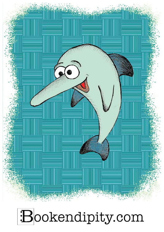 Il MegaMiniPoster con Delfino, Gli Amici del Mare — illustrazione di Gabriele Rondini per Bookendipity