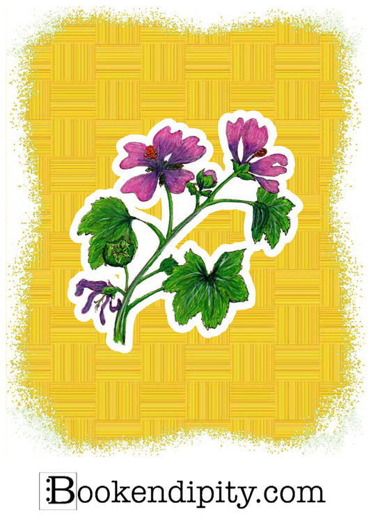 Il MegaMiniPoster con Malva, I Fiori di Catia n. 1 — illustrazione di Gabriele Rondini per Bookendipity