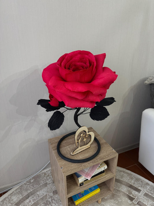 Rosa Fucsia in Carta Crespa — GlowBlooms, fatto a mano a Collesalvetti