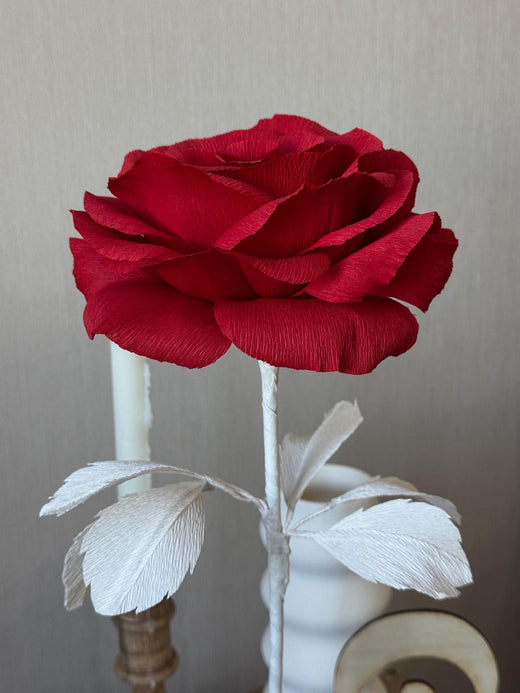 Rosa in Carta Crespa — GlowBlooms, fatto a mano a Collesalvetti