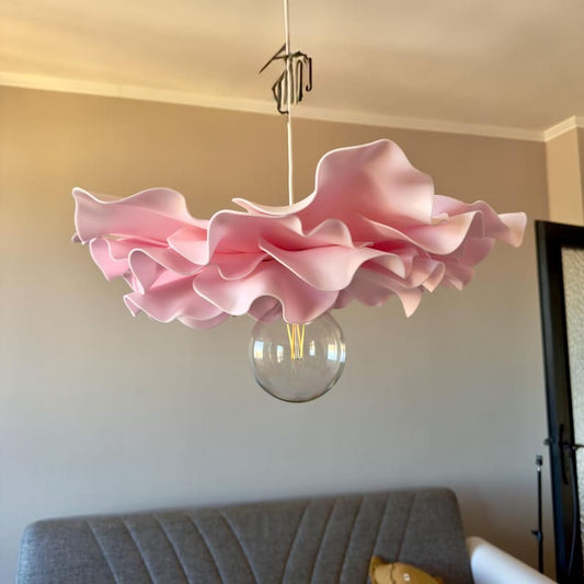 Lampadario Fiore Rosa Cipria — GlowBlooms, fatto a mano a Collesalvetti