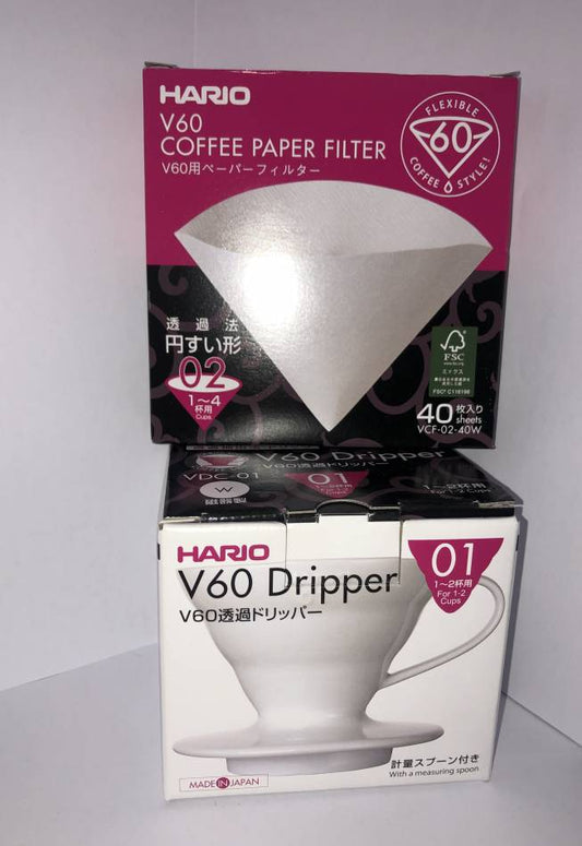 Le scatole del dripper V60 e dei filtri di carta