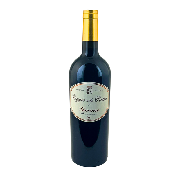 Bottle of Poggio alla Pietra IGT Toscana from Fattoria Uccelliera on a white background