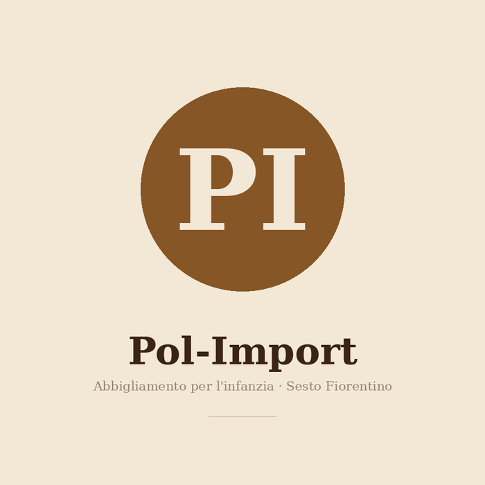 Il monogramma PI di Pol-Import: abbigliamento per l'infanzia, Sesto Fiorentino