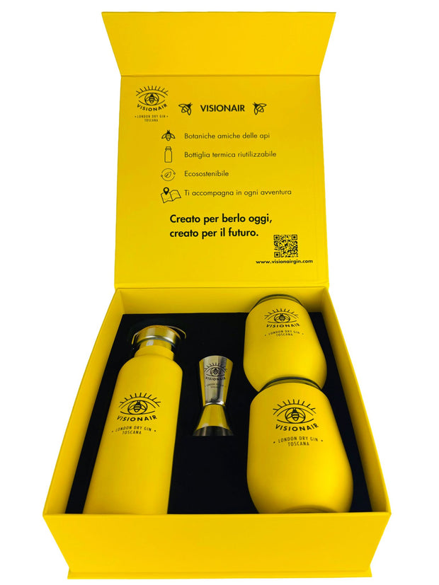 Box Visionair London Dry Gin, confezione regalo gialla