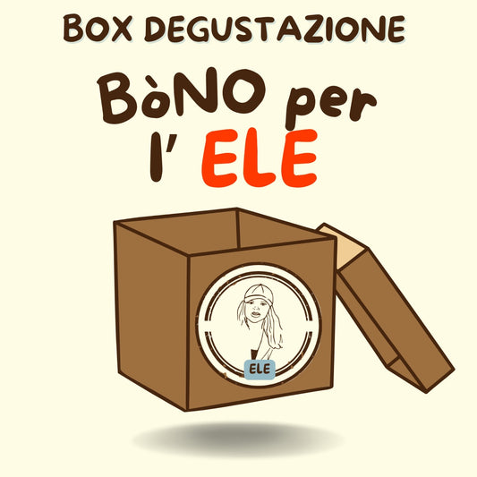 L'illustrazione della scatola Bòno per l'Ele, col ritratto disegnato sul coperchio