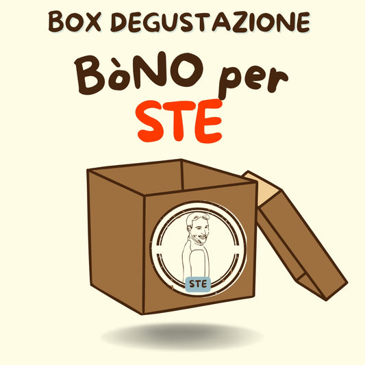L'illustrazione della scatola Bòno per Ste, col ritratto disegnato sul coperchio
