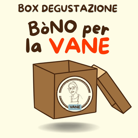 L'illustrazione della scatola Bòno per la Vane, col ritratto disegnato sul coperchio