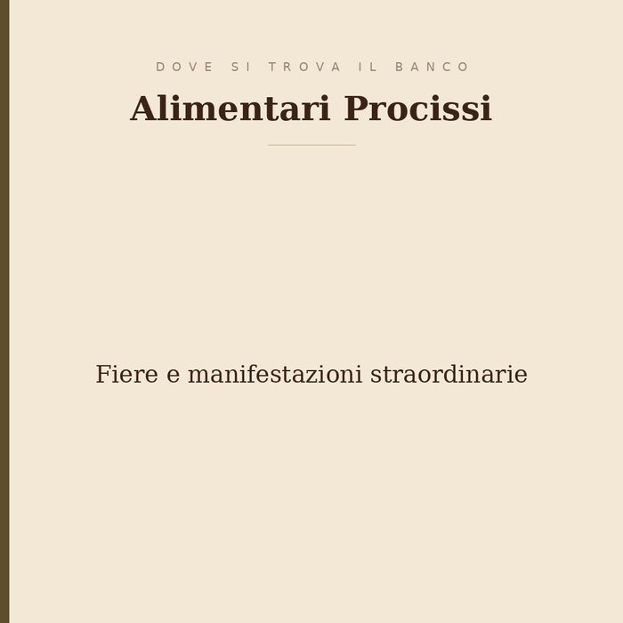 Dove si trova il banco di Alimentari Procissi: fiere e manifestazioni straordinarie