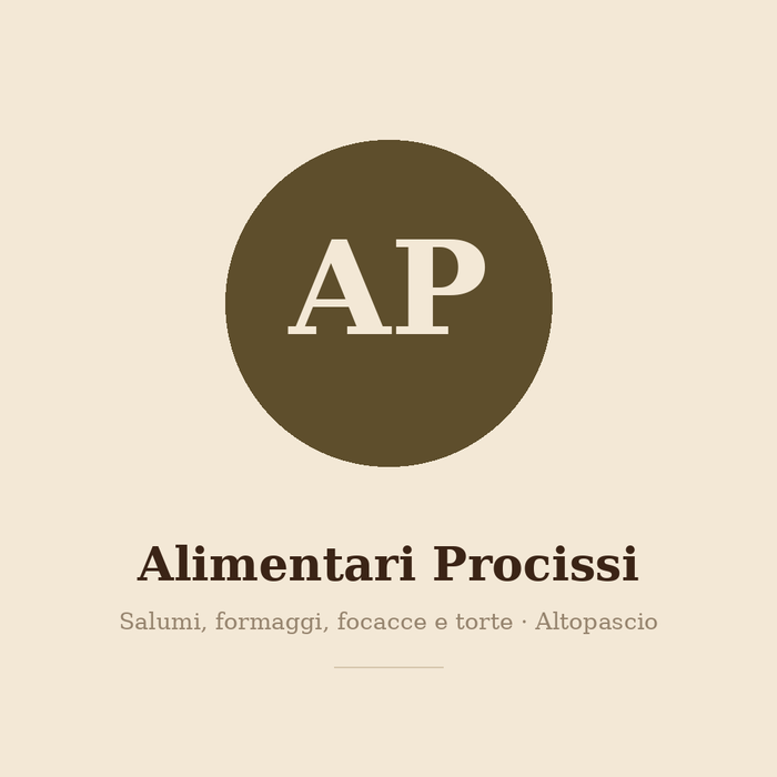 Il monogramma AP di Alimentari Procissi: salumi, formaggi, focacce e torte, Altopascio