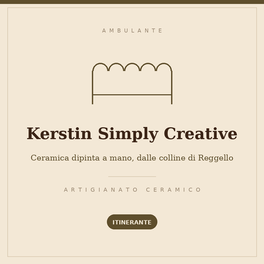 Drawn sign of the Kerstin Simply Creative stall: ceramic crafts, travelling stall