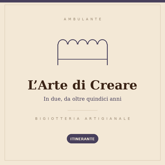 Insegna disegnata del banco L'Arte di Creare: bigiotteria artigianale, banco itinerante
